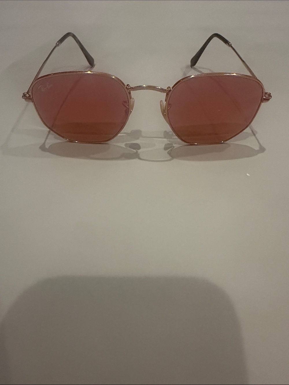 Ray-ban hexagonal glasses pink with case